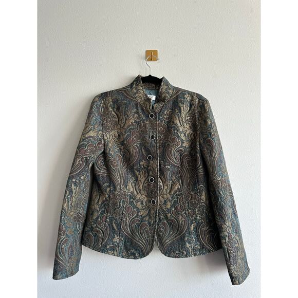 Vintage Coldwater Creek Tapestry Jacket Brocade Paisley Button Front Medium - Picture 1 of 6